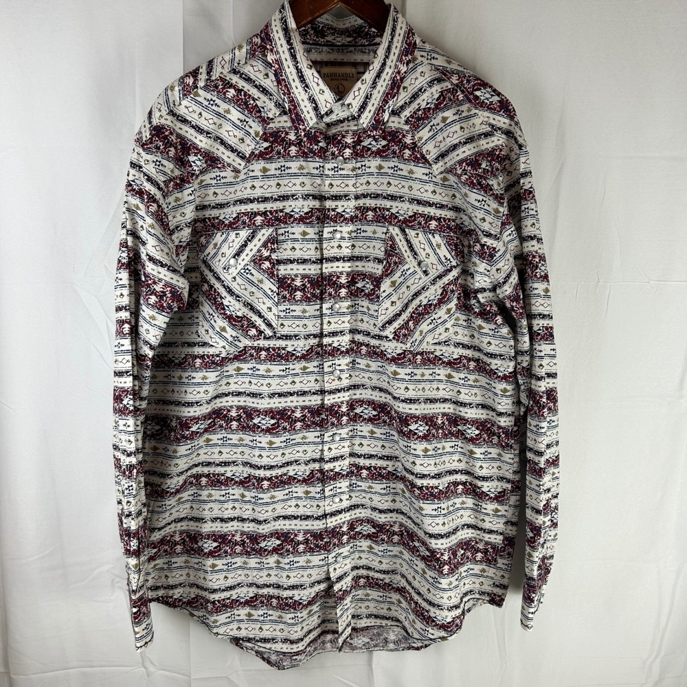 Panhandle Rough Stock Shirt Men Large Multicolor Southwestern Pearl Snap ROS2511
